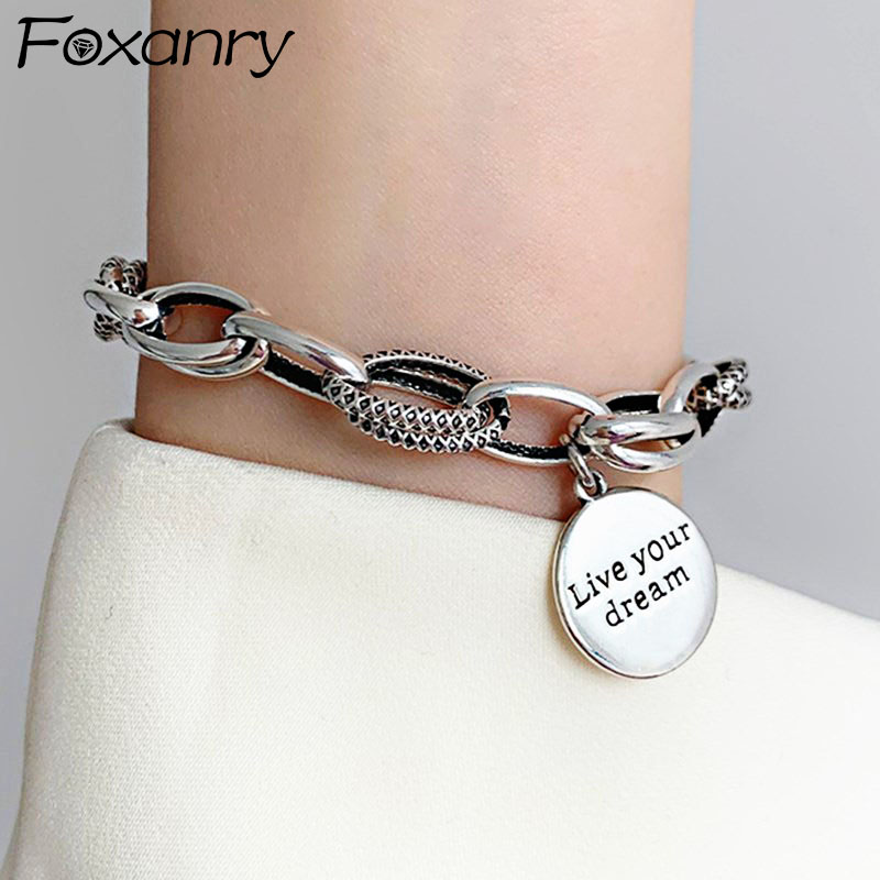 Vintage Fashion Tags - Foxanry 실버 컬러 두꺼운 체인 매력