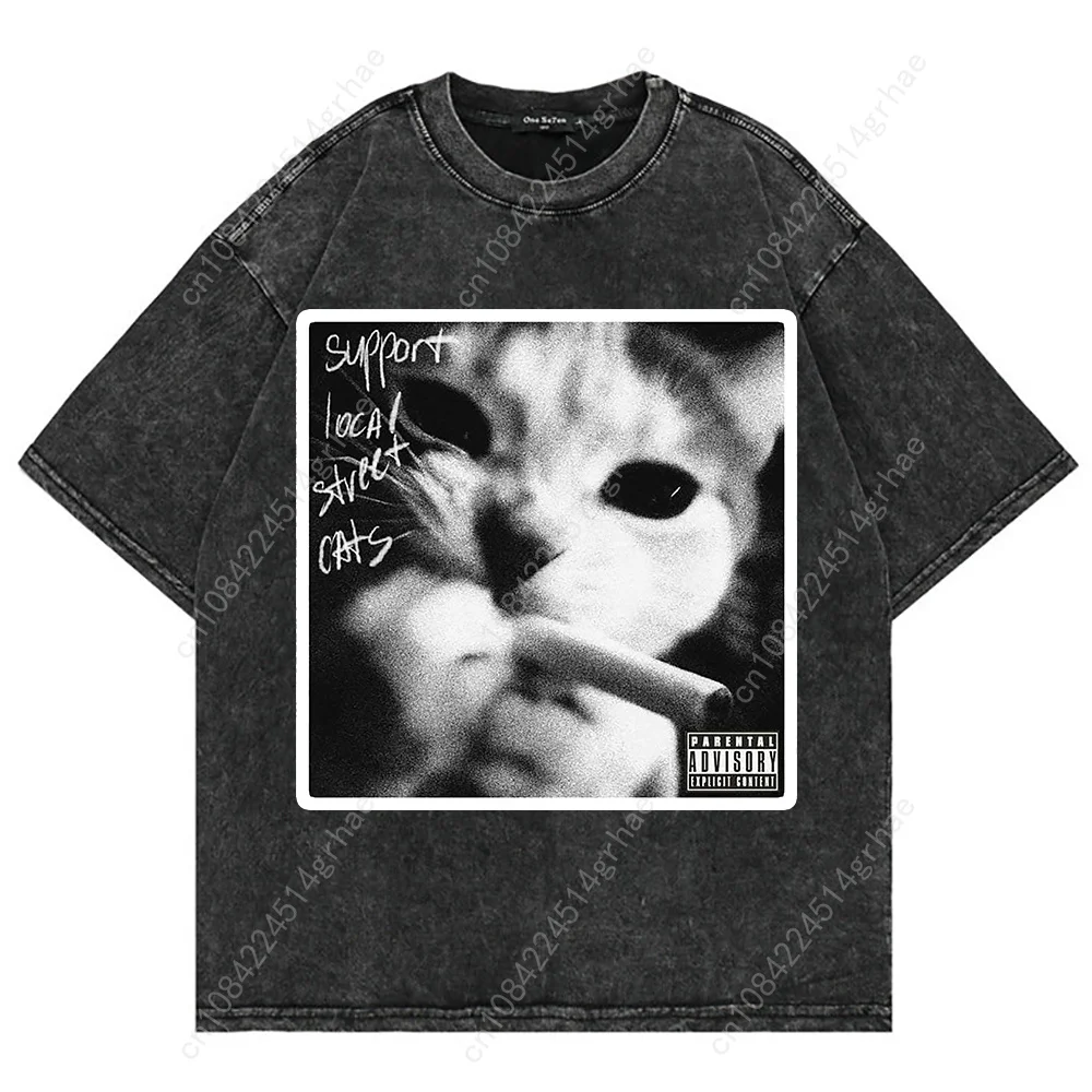 100% 코튼 빈티지 워싱 Y2K 재미있는 고양이 미e - V Vintage Fashion 리뷰 및 가격