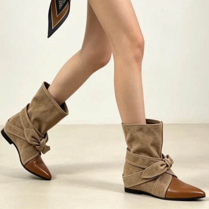 세련된 스플라이싱 빈티지 포인티드 토 여성 웨스턴 부츠 - Vintage Fashion In 2026 리뷰 및 가격