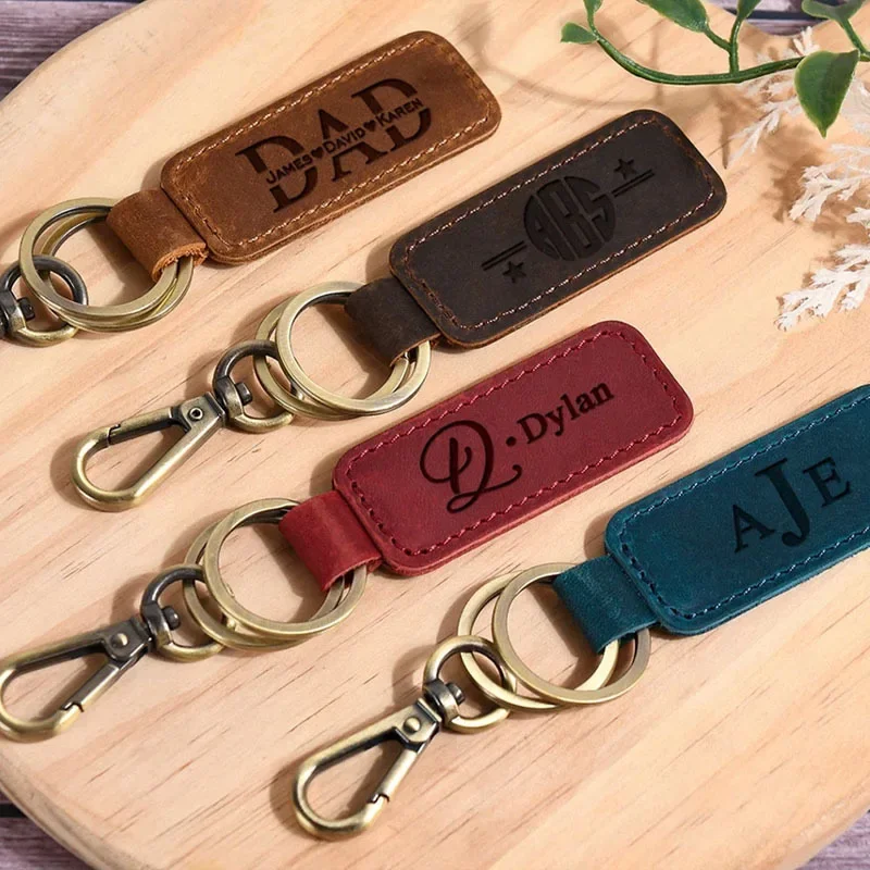 남녀공용 레이저 커스텀 로고 가죽 키체인, 빈티지 각인 - Vintage Fashion Rings 리뷰 및 가격
